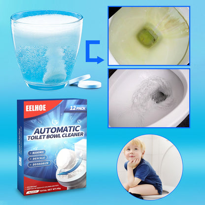 Toilet Bowl Cleaner Tablets, 12-Pack Automatic Toilet Cleaning Pods, Removes Limescale Stains Odor & Freshens Bathroom