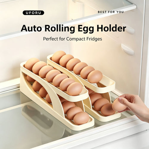 Auto Rolling Egg Holder for Refrigerator, Fridge Door Egg Dispenser