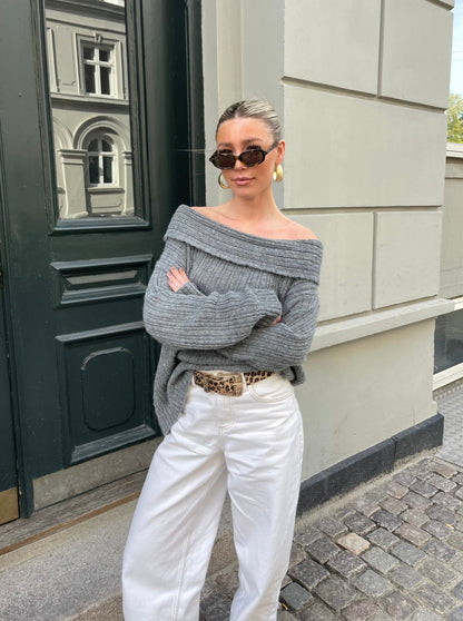 Elinor off shoulder knit - Grey