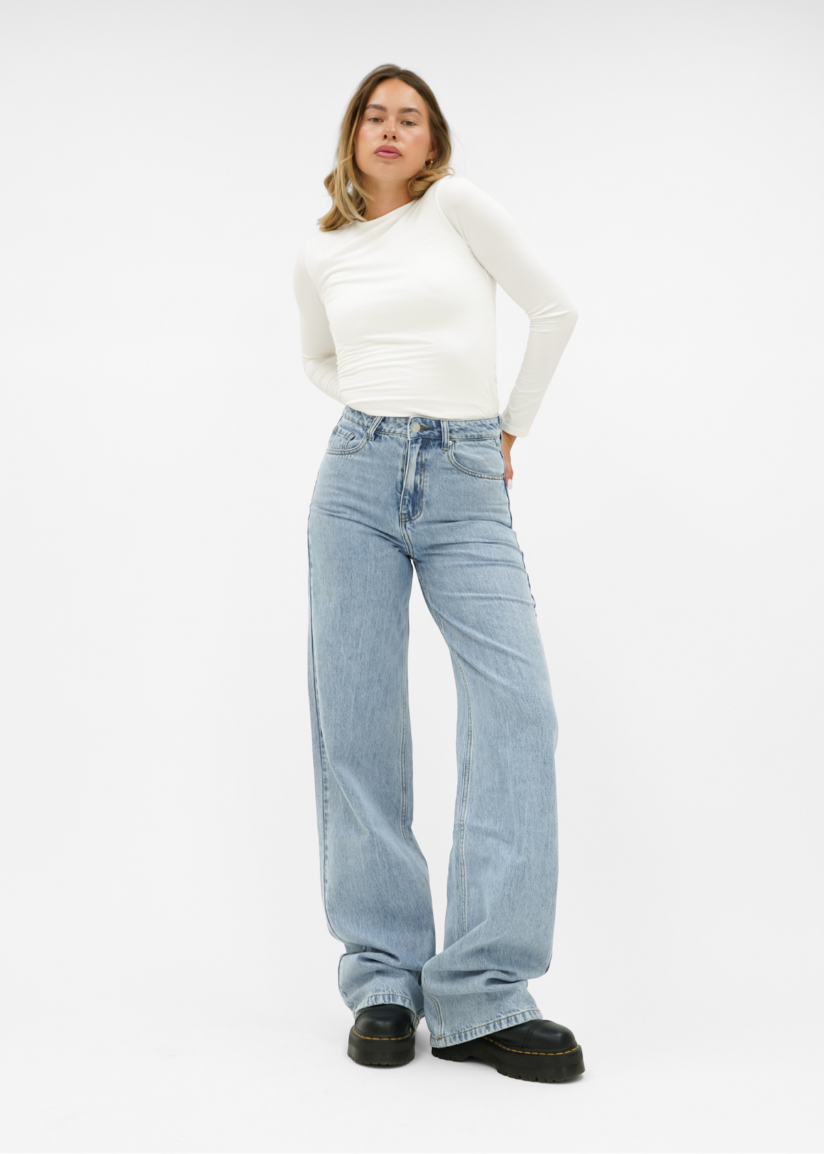High waist super wide leg jeans classic blue (tall)