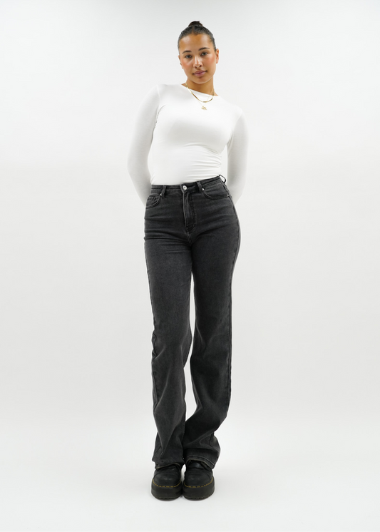 High waist wide leg jeans dark grey (tall)