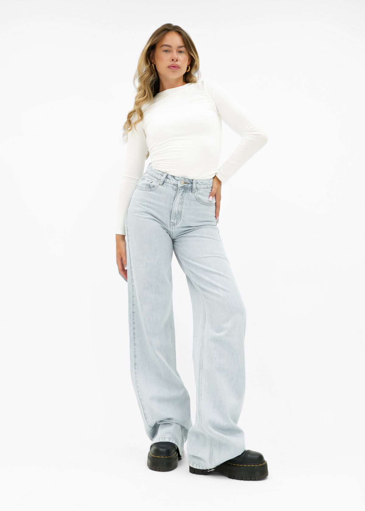 High waist super wide leg jeans light blue (tall)