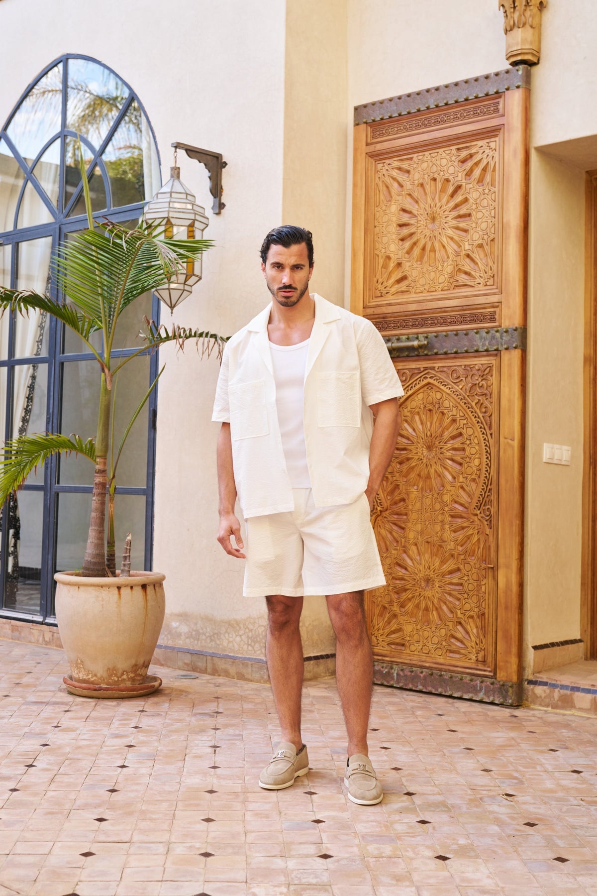 Seersucker Short Sleeve Shirt – White