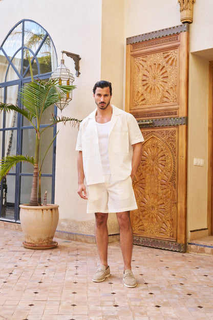 Seersucker Short Sleeve Shirt – White
