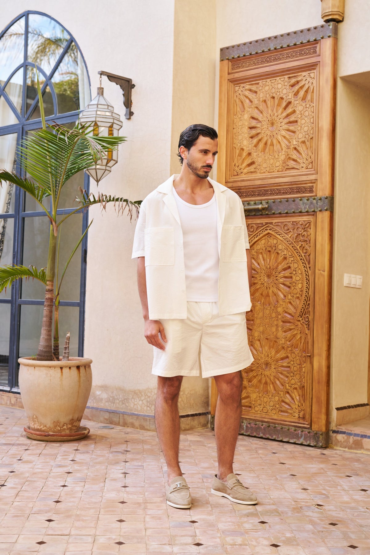 Seersucker Short Sleeve Shirt – White