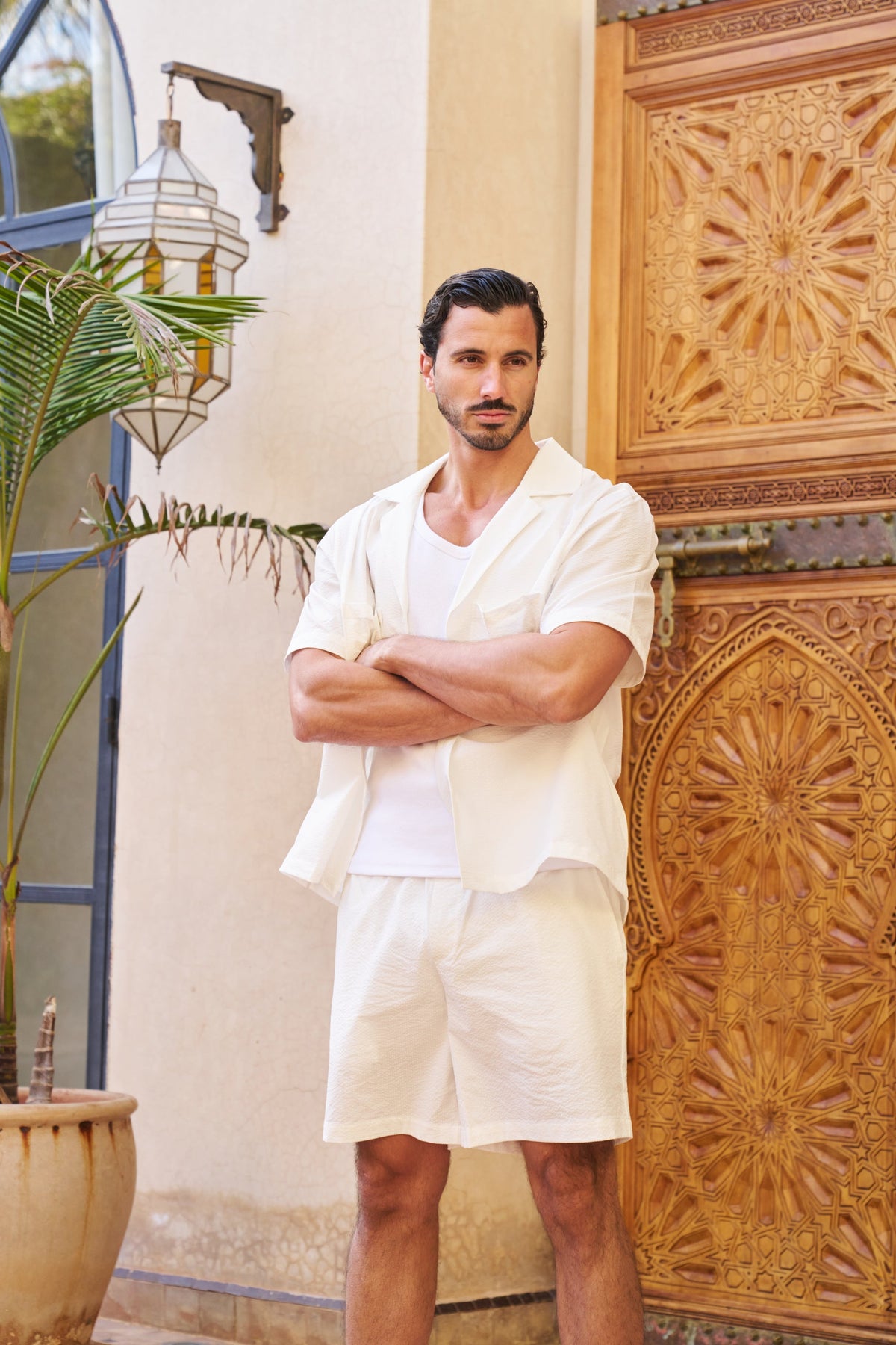 Seersucker Short Sleeve Shirt – White