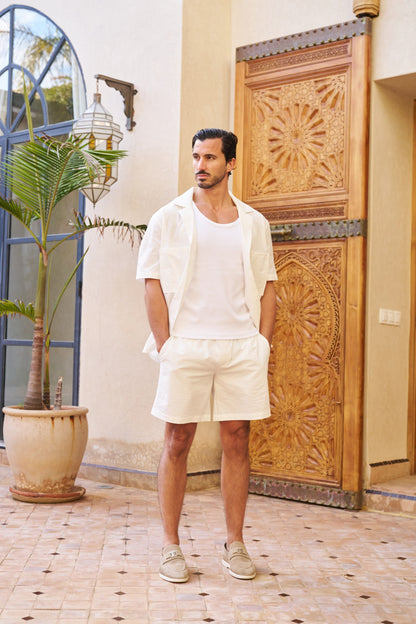 Seersucker Short Sleeve Shirt – White