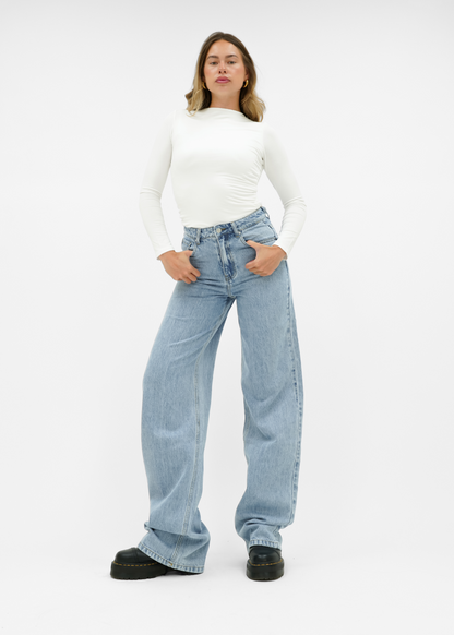 High waist super wide leg jeans classic blue (tall)