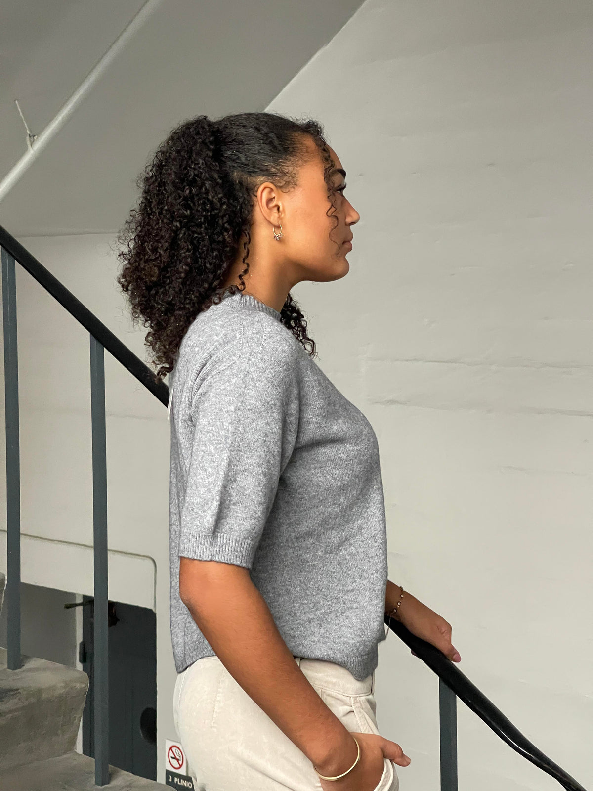 Arabella knitted t-shirt - Grey