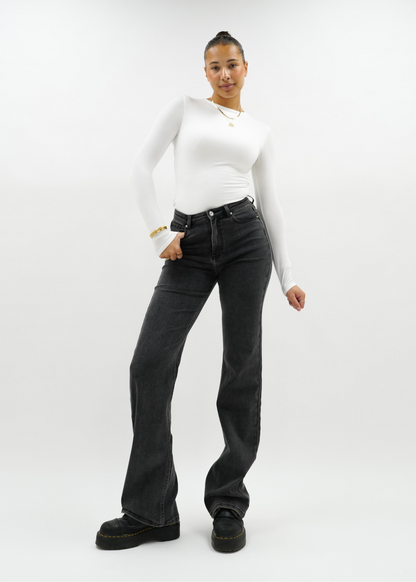 High waist wide leg jeans dark grey (tall)