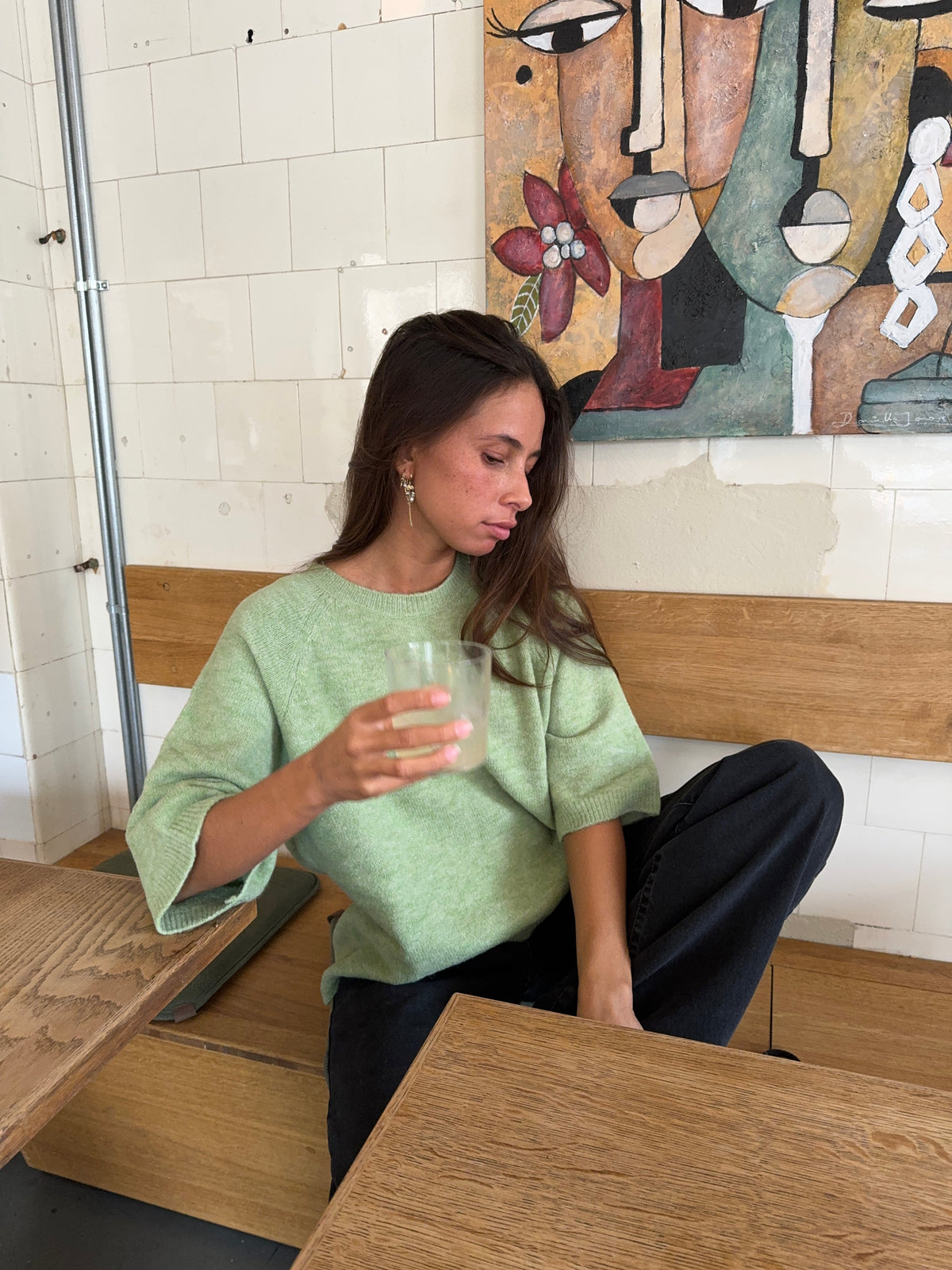 Alia three-quarter sleeve knit – Green