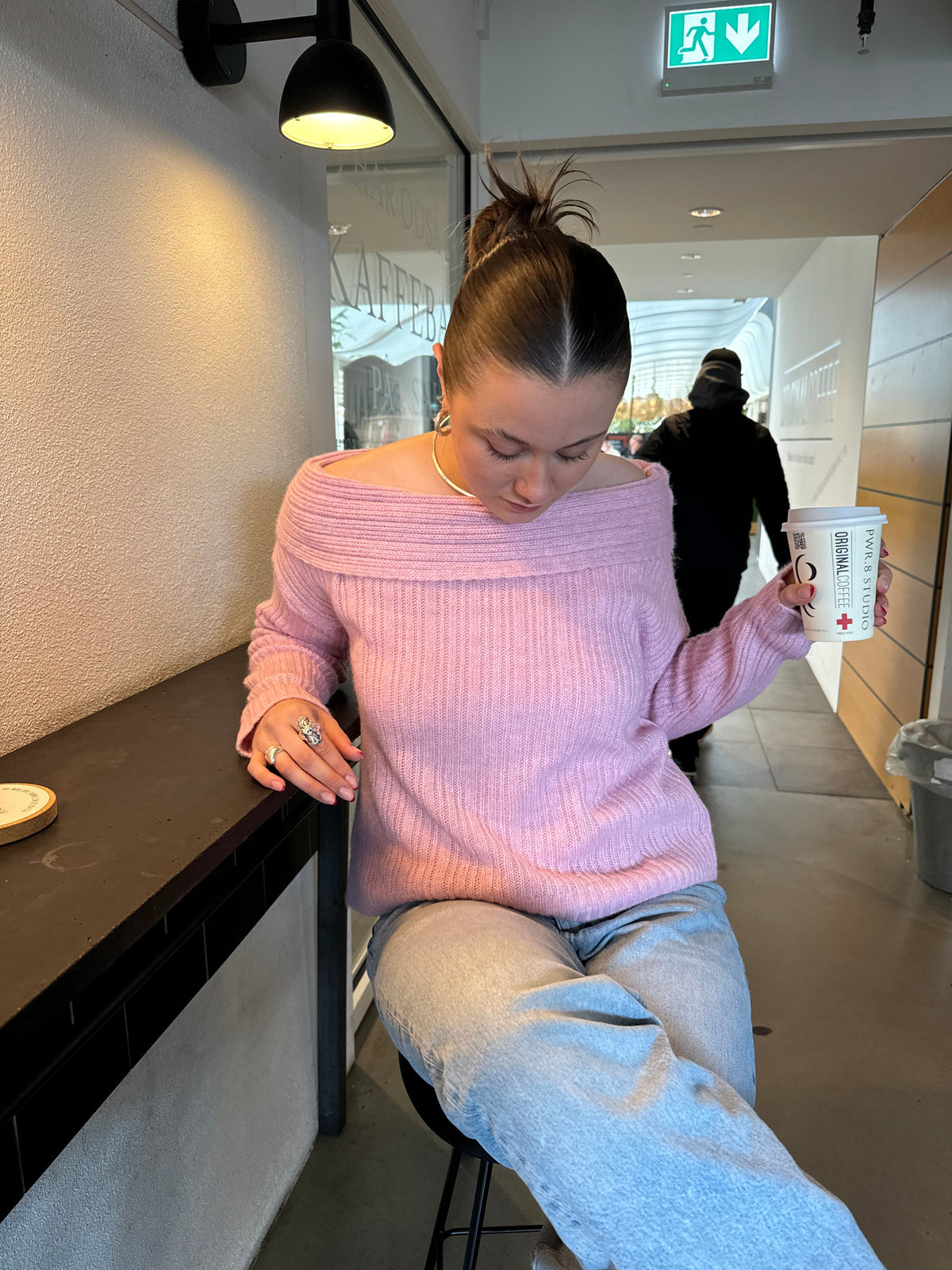 Elinor off shoulder knit - Pink