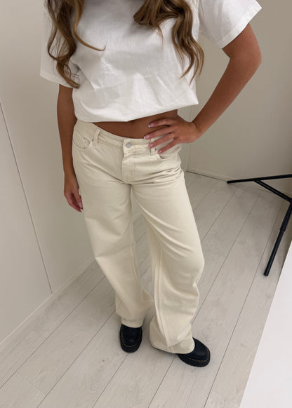 Mid waist super wide leg jeans crème (tall)