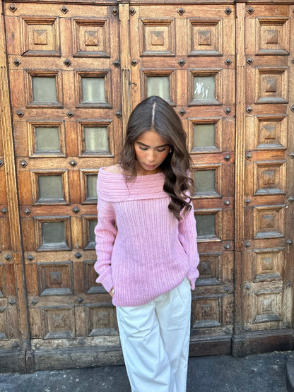 Elinor off shoulder knit - Pink