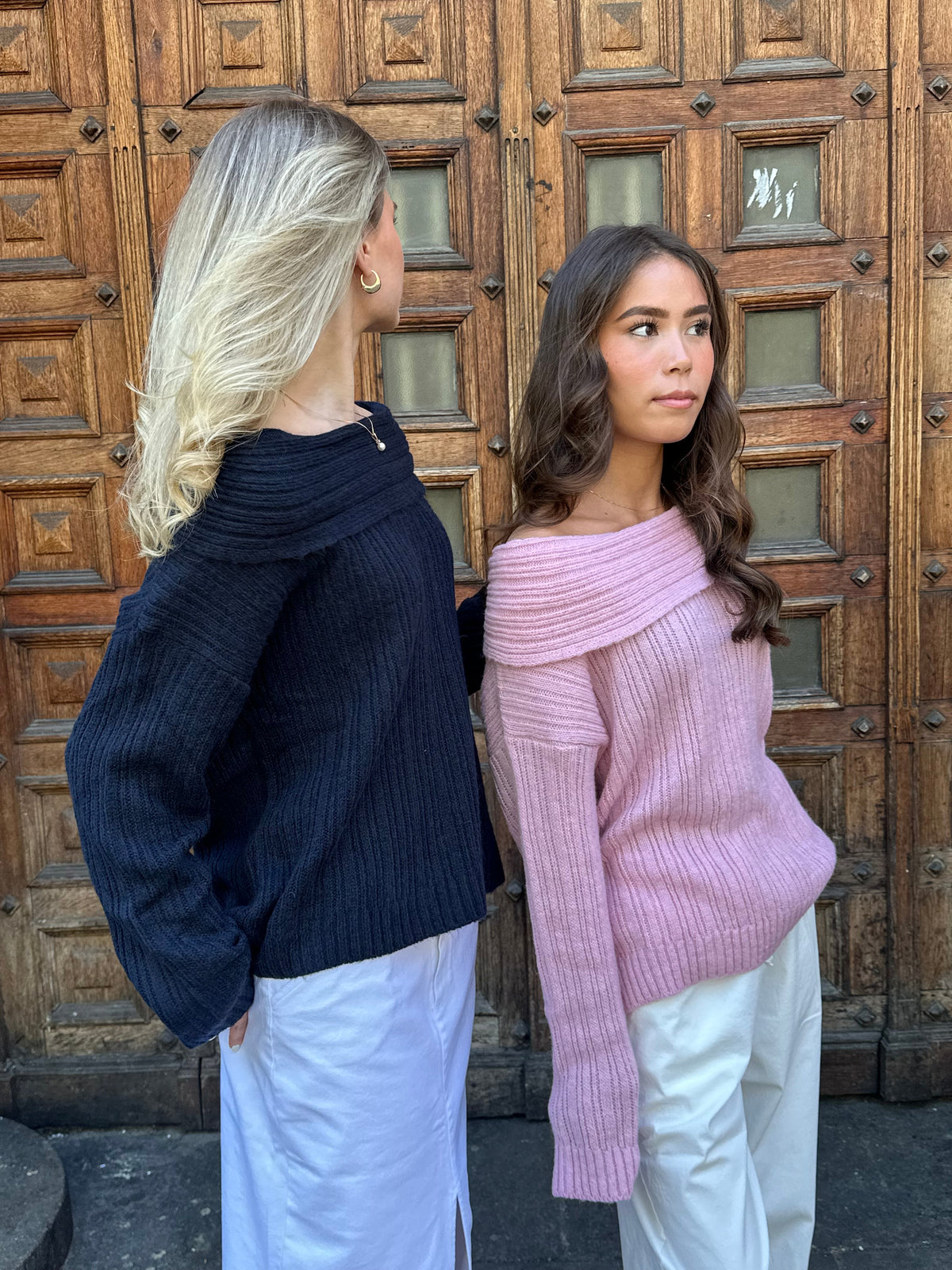 Elinor off shoulder knit - Pink