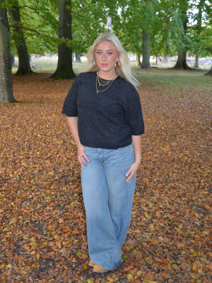 Isabell three-quarter sleeve knit - Dark grey