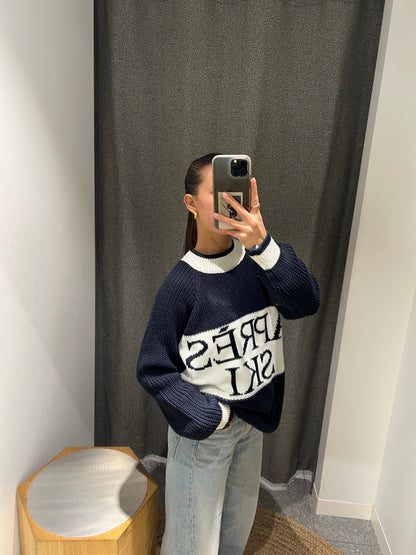 Aprés ski knit - Navy/white