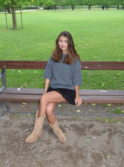 Hedvig knit with short sleeves - Grey
