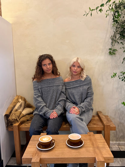 Elinor off shoulder knit - Grey
