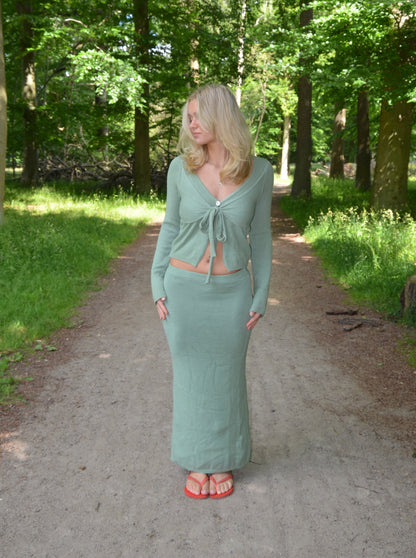 Ines knitted blouse with ties - Dusty green