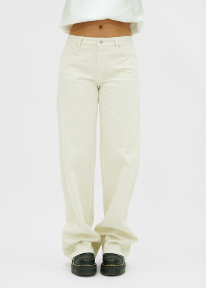 Mid waist super wide leg jeans crème (tall)