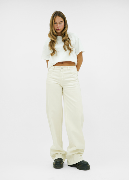 Mid waist super wide leg jeans crème (tall)