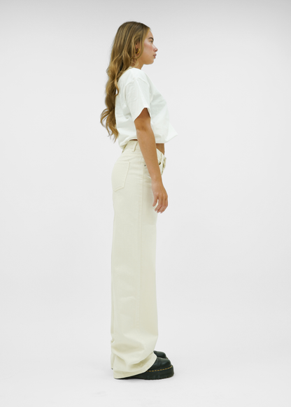 Mid waist super wide leg jeans crème (tall)