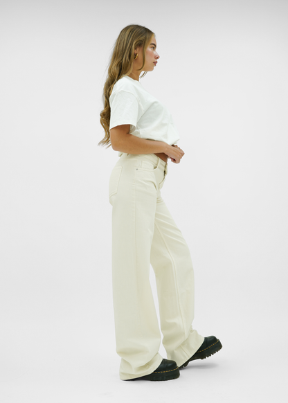 Mid waist super wide leg jeans crème (tall)