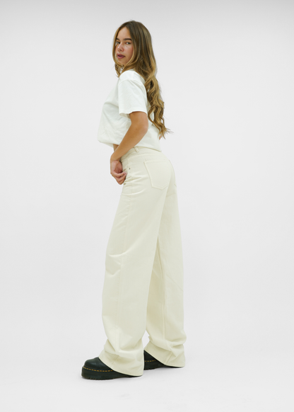 Mid waist super wide leg jeans crème (tall)