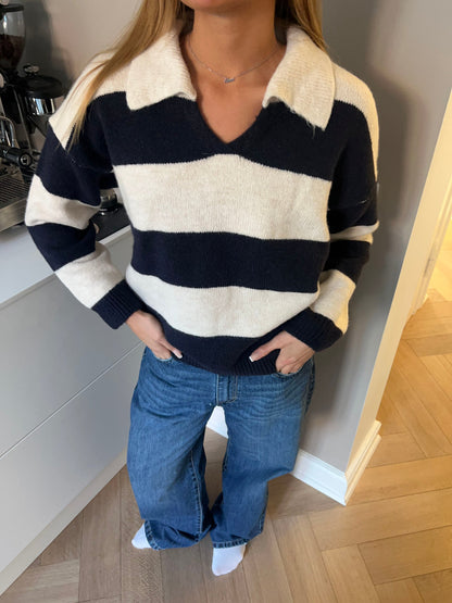 Margoth polo with stripes - White/Navy