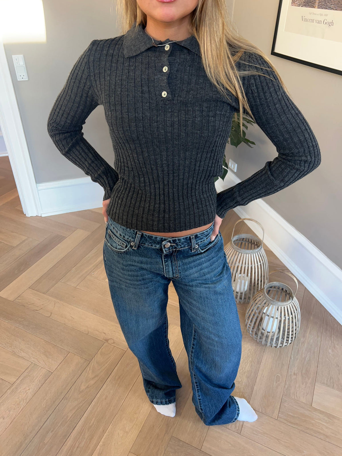 Sandra knitted polo - Dark grey
