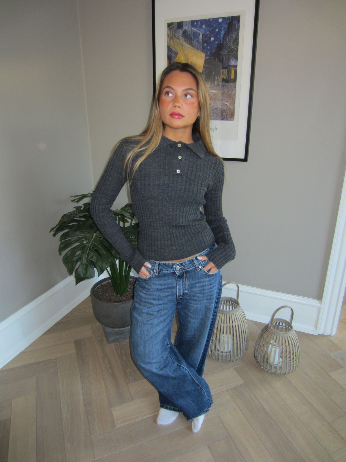 Sandra knitted polo - Dark grey