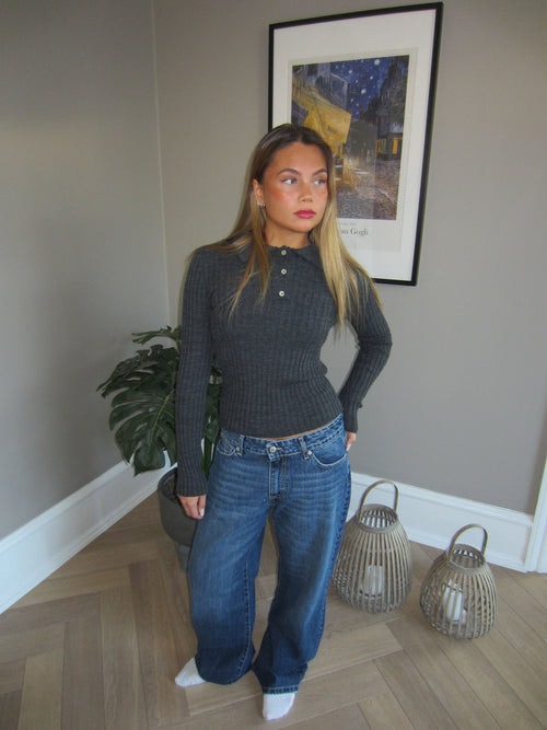 Sandra knitted polo - Dark grey