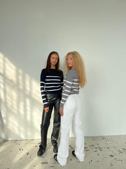 Emmy knit - navy/white
