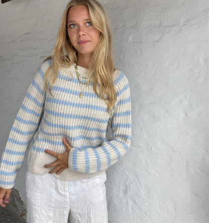Peddey knit sweater - blue/light beige