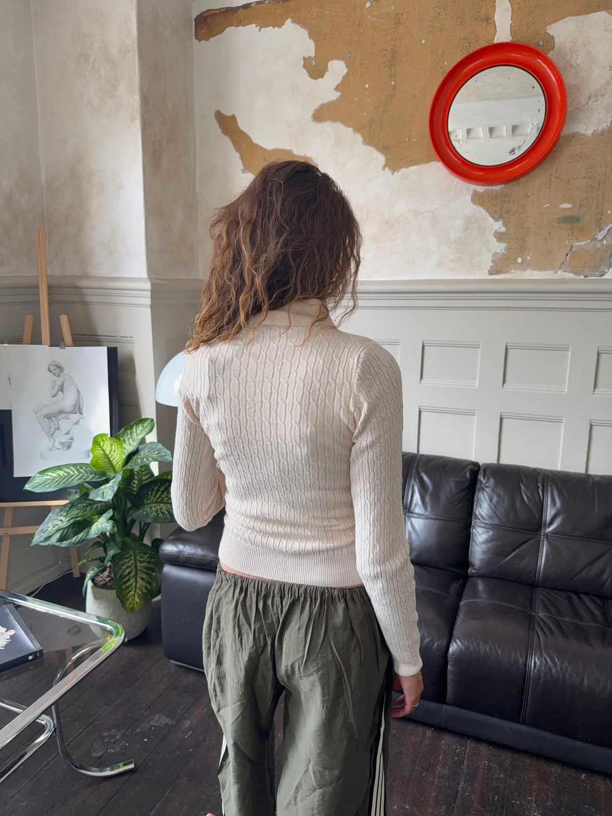 Carly cable knit with zipper – Off white