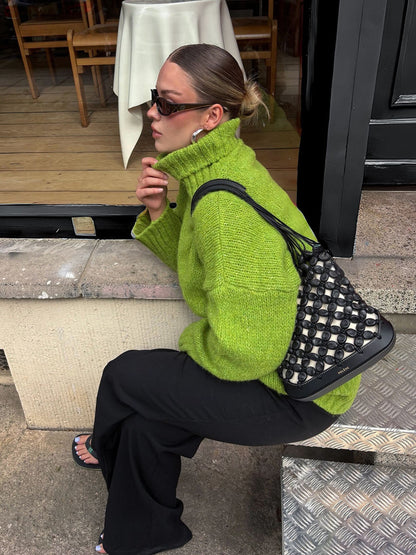 Valdamara oversized turtleneck – Lime Green