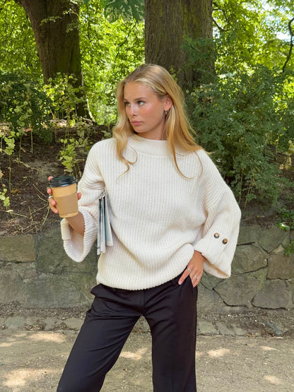 Carina knit with sleeve detail - Beige