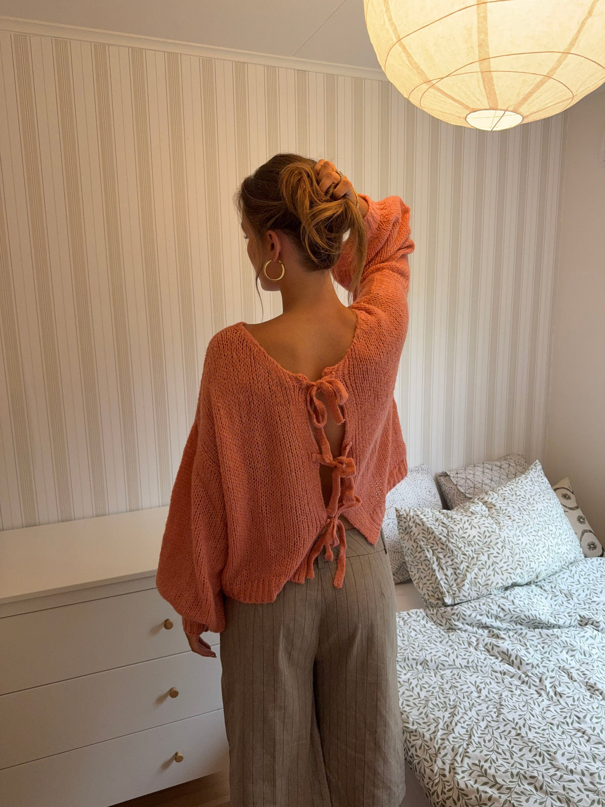 Berna knit with tie detail - Rose