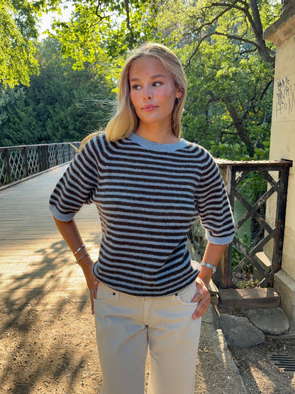 Almy knitted sweater with stripes - Blue