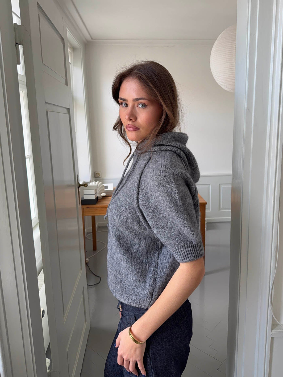 Vanja knitted hoodie - Grey