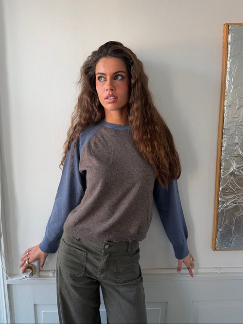 Oliva knit sweater - Blue/brown