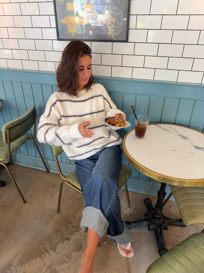 Rula knit - White/brown
