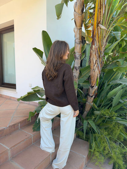 Evelisse knit with buttons - Brown