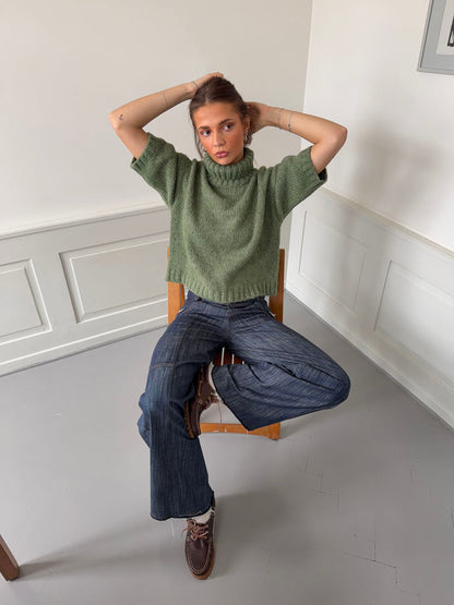 Dubleo knit sweater with short sleeves – Green