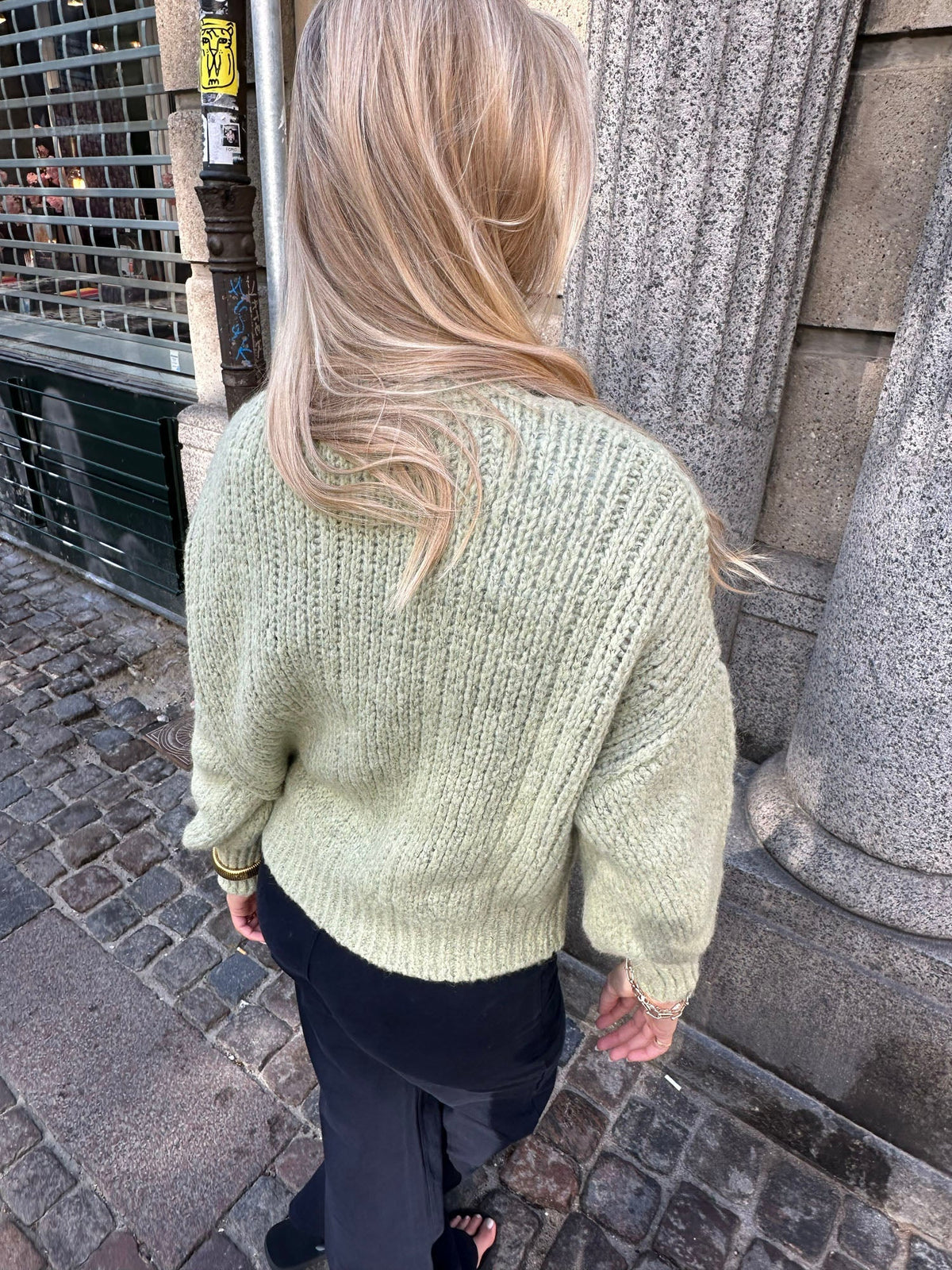 Raffaella knit sweater with balloon sleeves - Sage green