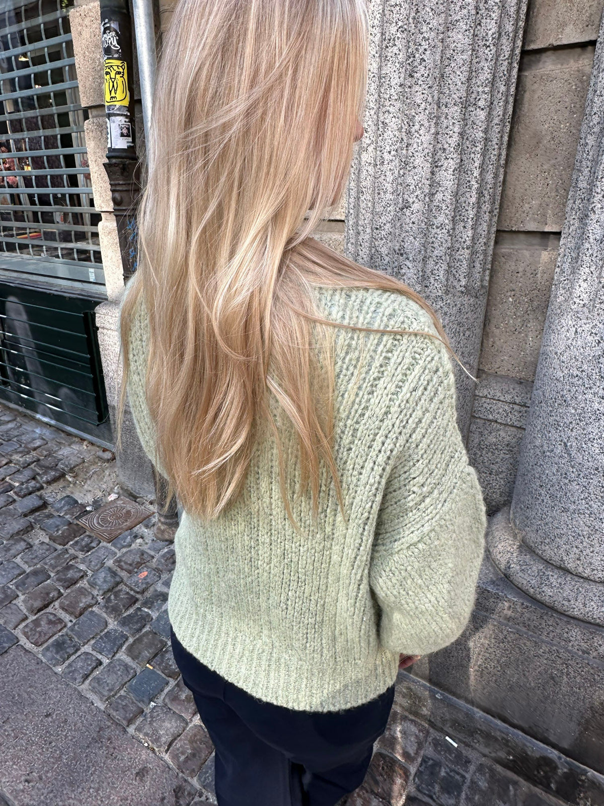 Raffaella knit sweater with balloon sleeves - Sage green