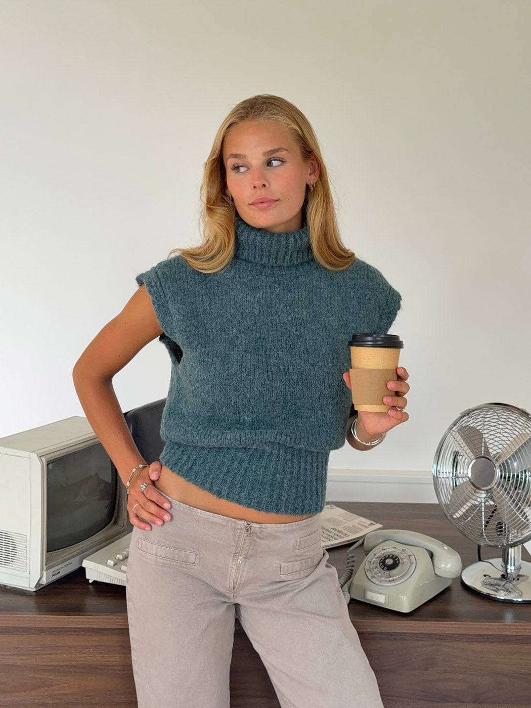 Nivena turtleneck vest - Blue