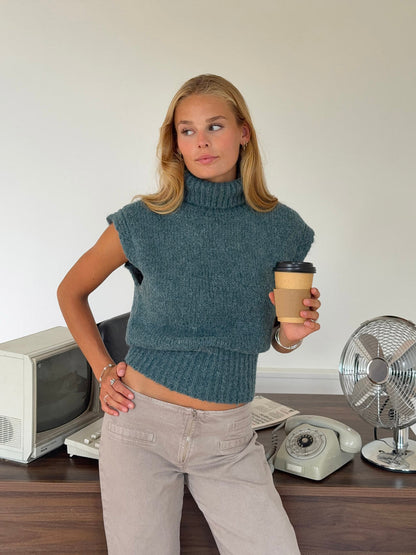 Nivena turtleneck vest - Blue