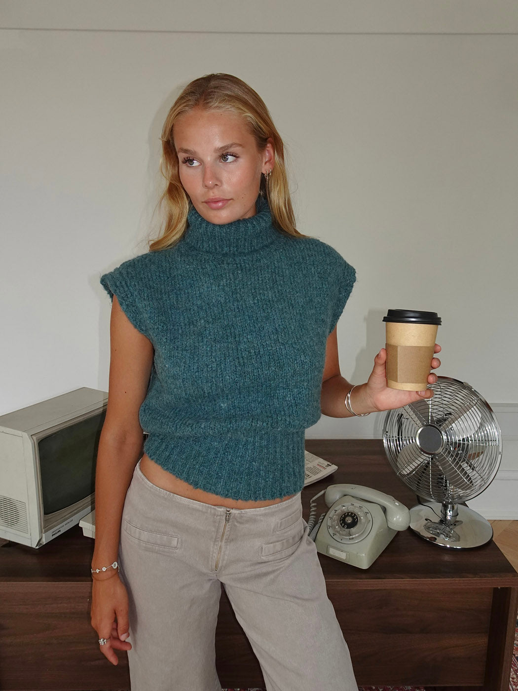 Nivena turtleneck vest - Blue